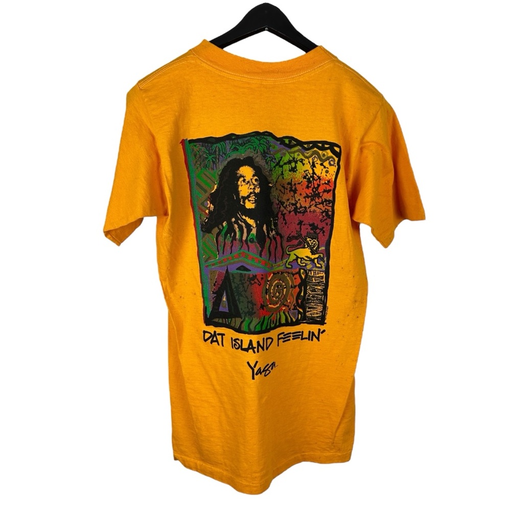 Vintage 1980s Alore Bob Marley Dat Island Feeling Rasta Shirt Size M